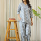 GRey Cotton Printed Night Suit Set with Pajama