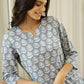 GRey Cotton Printed Night Suit Set with Pajama