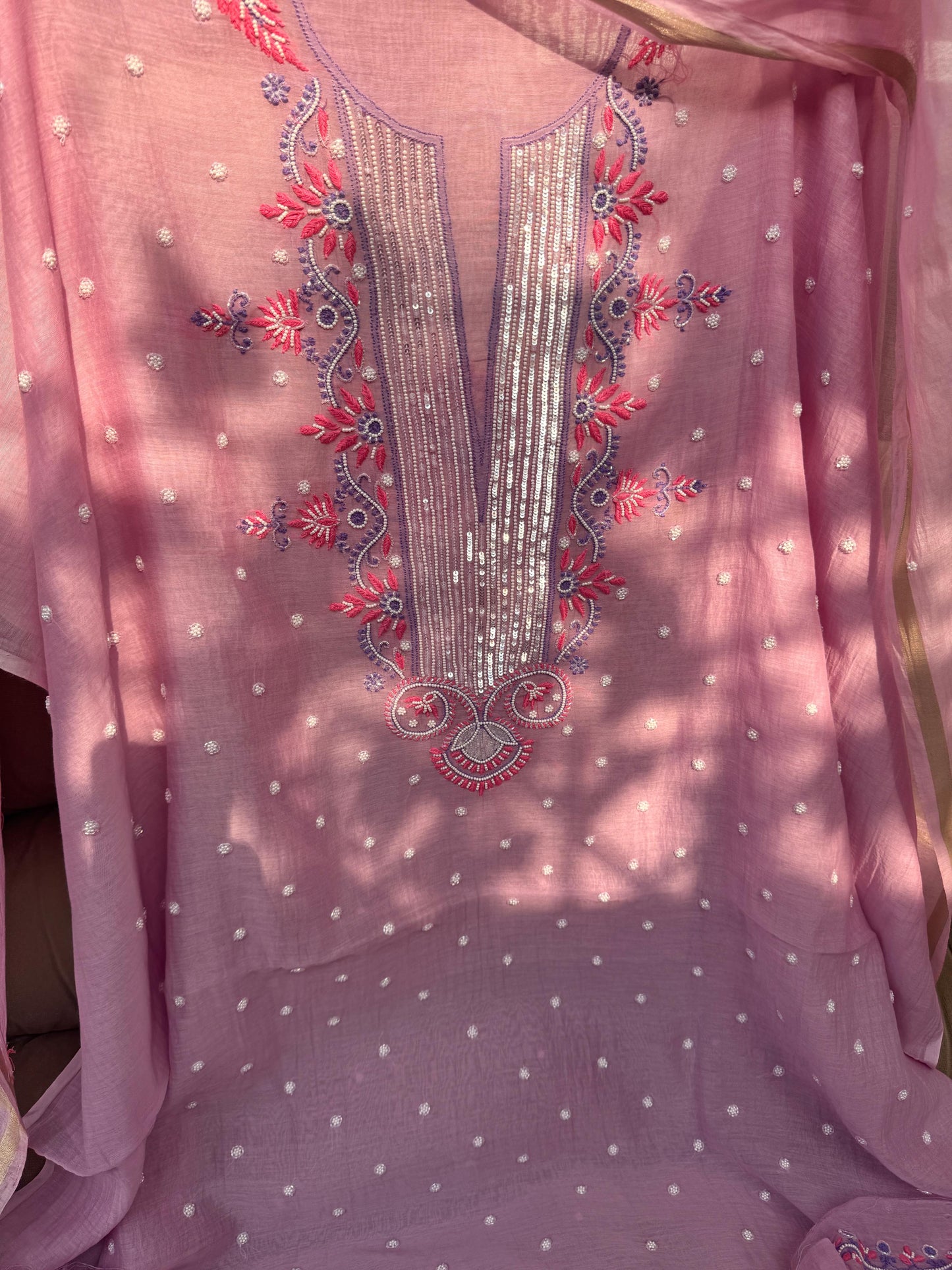 Unstitched Chikankari Material Embroidered