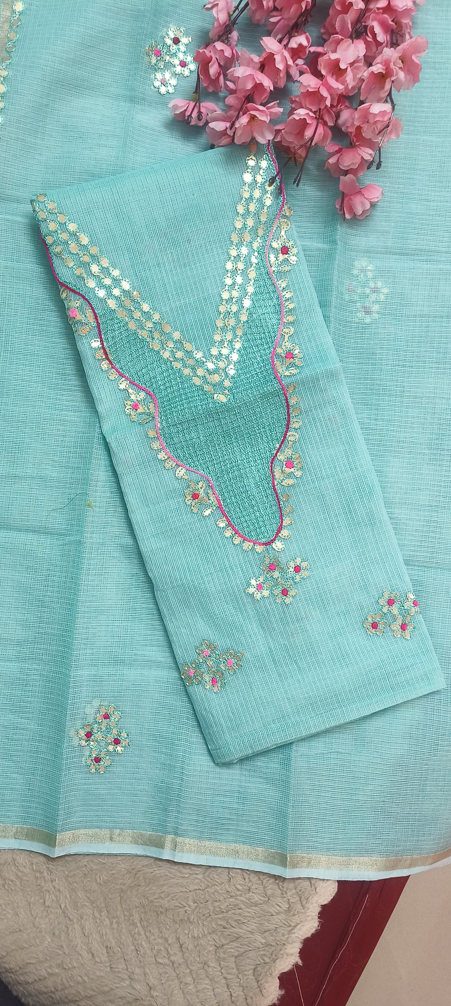 Embroidered Kota Doriya Dupatta