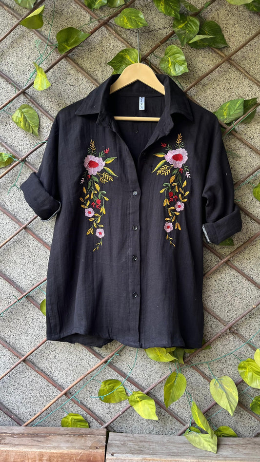 FLORAL EMBROIDERED MULMUL COTTON SHIRT
